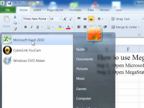 ... to use MegaStat 9.1 wth Microsoft Excel 2003,2007, and 2010 - YouTube