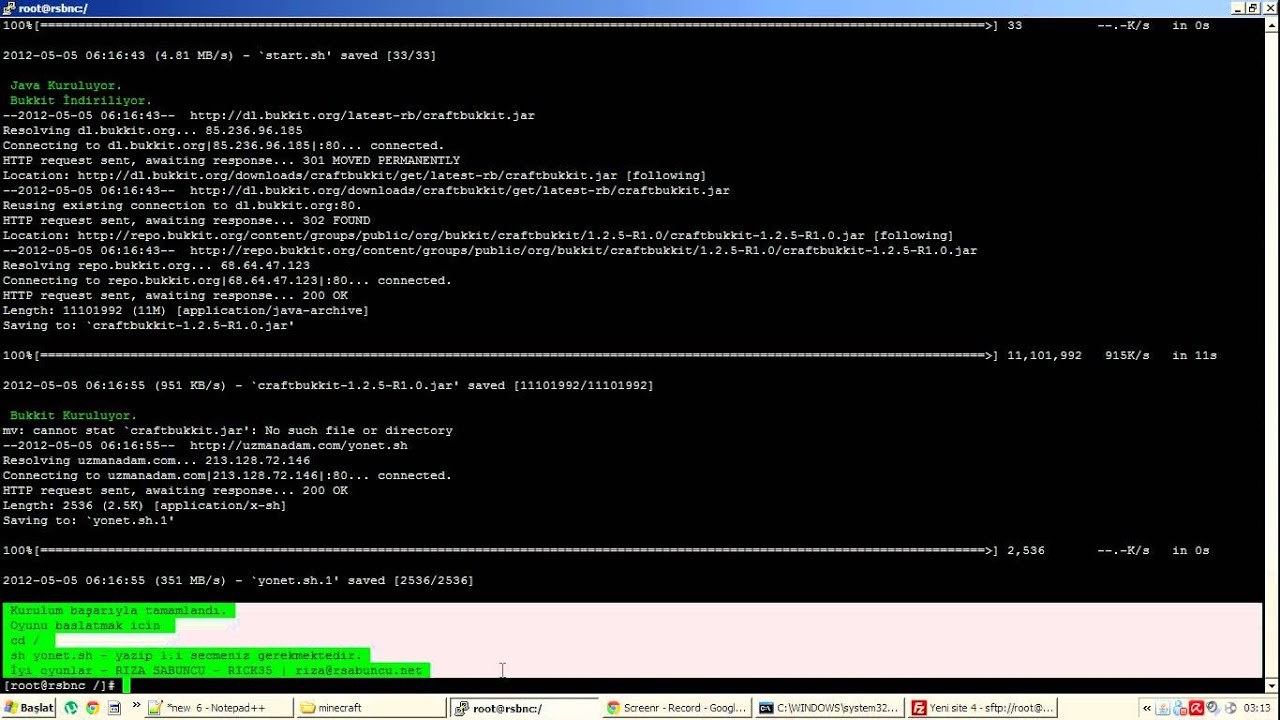 CentOS 5 Minecraft Server Setup & Manage Script [TR] - YouTube