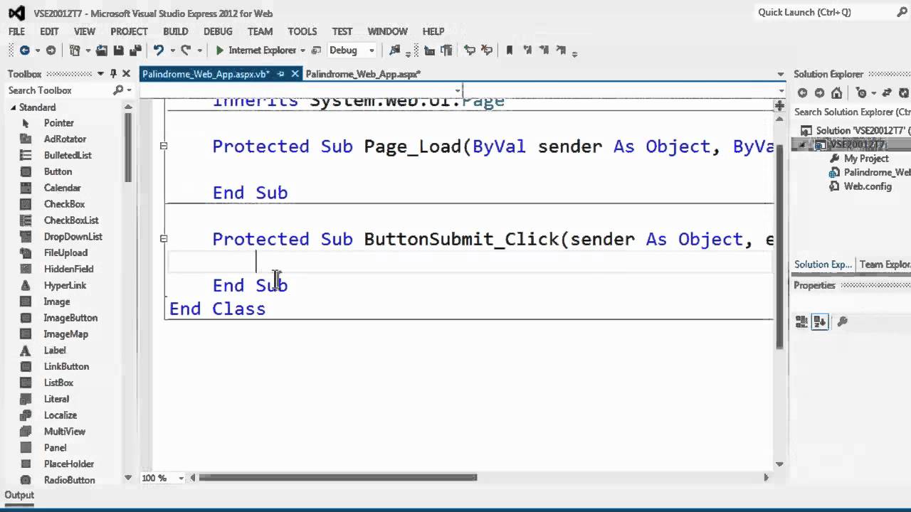 Tutorial Web Visual Studio 2012 | visual studio express 2012 for web tutorial 7 palindrome Tutorial Web Visual Studio 2012 | visual studio express 2012 for web tutorial 7 palindrome