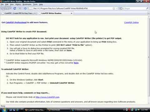 Install Cute PDF writer (works with vista) - YouTube