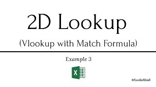 Using VLOOKUP with MATCH for 2d lookup Example 3 in Excel in Hindi