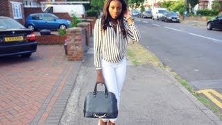 An Evening Outfit - Striped Top & White Jeans #QUICKLOOKS 1