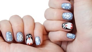 Süßes Pinguin & Schneeflocken Nageldesign by TheBeauty2go