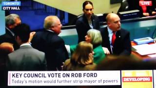 Mayor Rob Ford knocks over Councillor during November 18 motion of debate