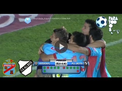 La definición por penales. All Boys 1(4) - Arsenal 1(5). Semifinal. Copa Argentina 2013. FPT