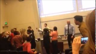 Sophie Mirabella being Escorted out of First Year Lecture