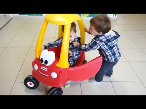 BABY AND CAR Funny Toddlers Fight for Car LITTLE TIKES ON PLAYGROUND