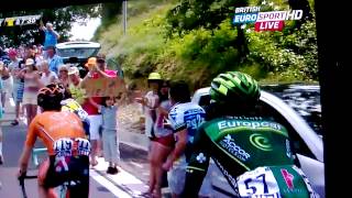 Spectator getting decked at TDF 2013 stage 5