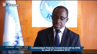 GABON / POLITIQUE : Communiqué Final du Conseil Exécutif du jeudi 21 novembre 2019