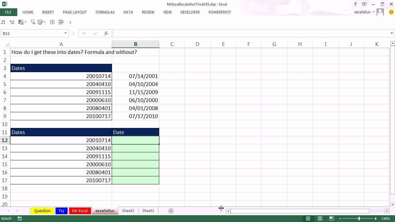 Mr Excel & excelisfun Trick 145: YYYYMMDD Numbers To Dates: TTC, Flash ...