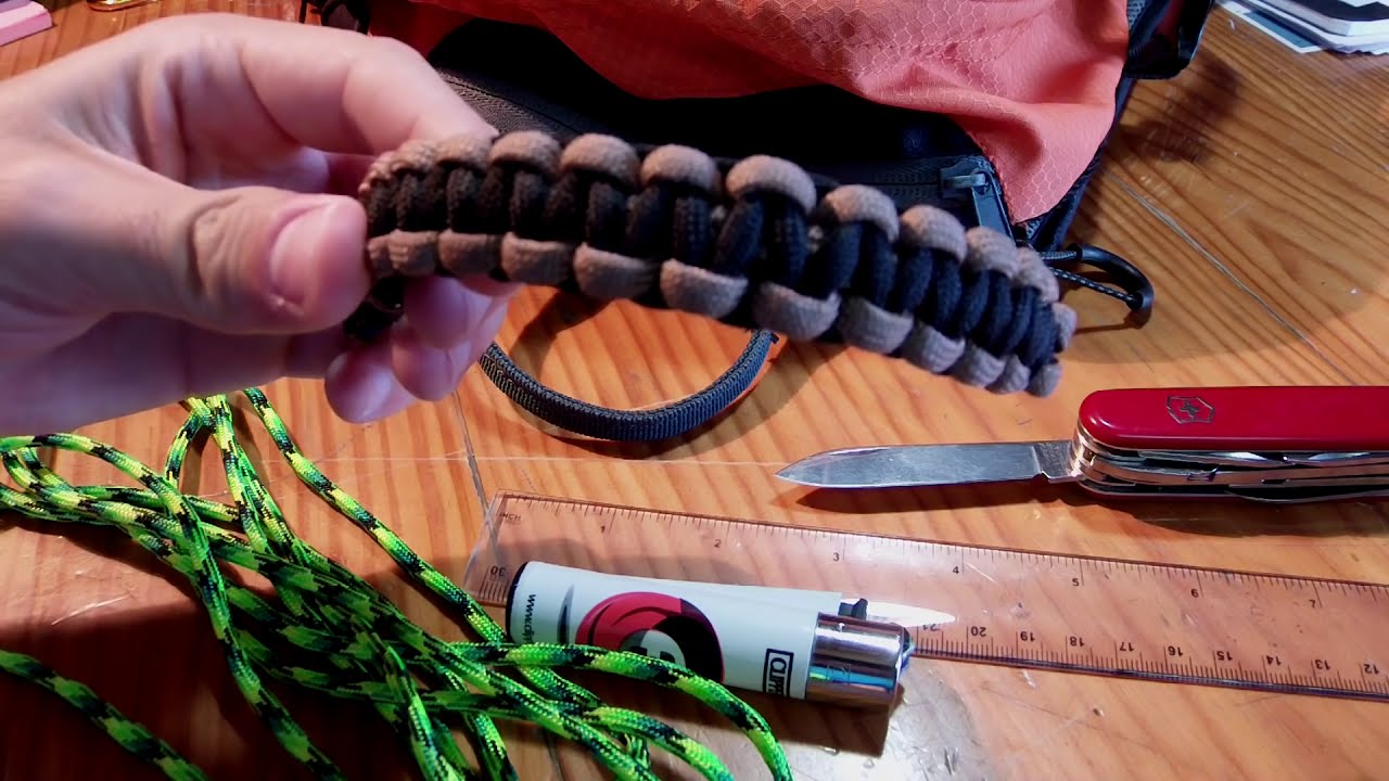 How to wrap a backpack handle with paracord ( tutorial Cobra stitch