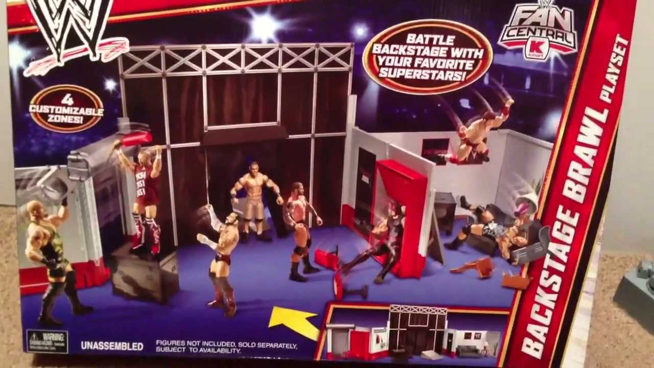 wwe backstage toy playset figures action wrestling brawl kmart mattel qnj