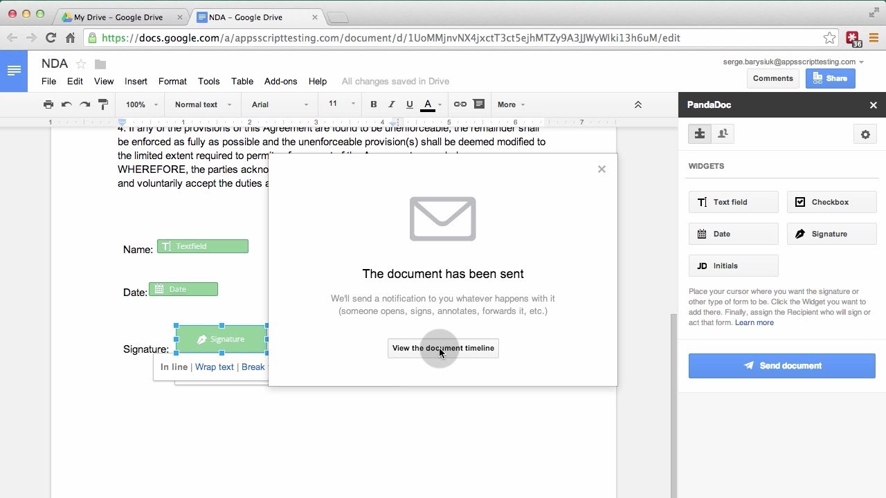 Google Doc with electronic signature - YouTube
