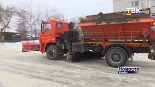 Снег покрыл улицы Бердска. Работа коммунальных служб