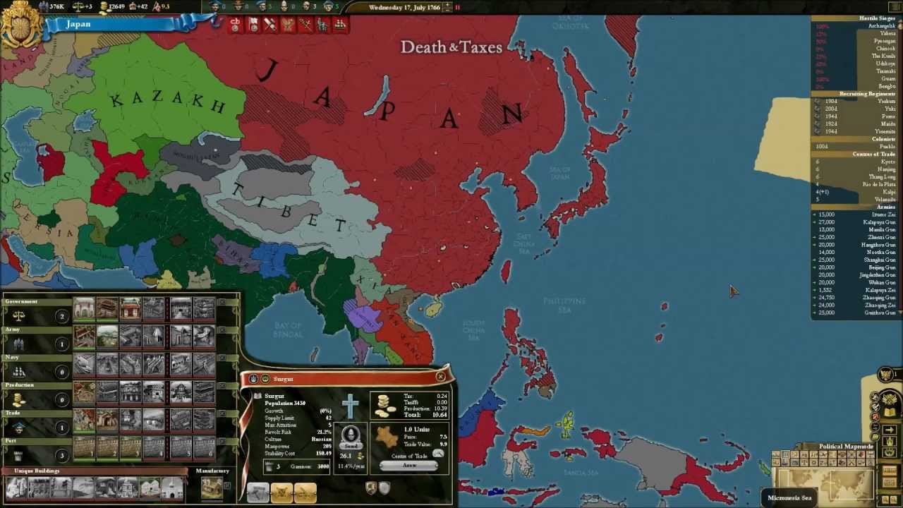 EU3 Death and Taxes: Empire of Japan Campaign Showoff - YouTube