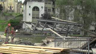 Inondation 2013 Grotte de Lourdes (vidéo 14) lundi 24 juin : travaux et pèlerinages (OFTAL...)