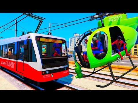 Trains and Green Helicopter - Fun Video with Nursery Rhymes Songs