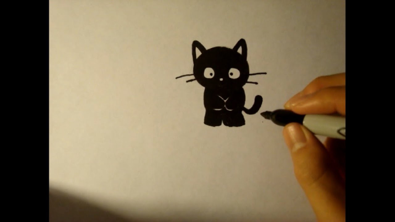 How To Draw A Cartoon Baby Cat|Black Cat|Kitten - YouTube