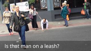 Man walked on a leash in Farringdon