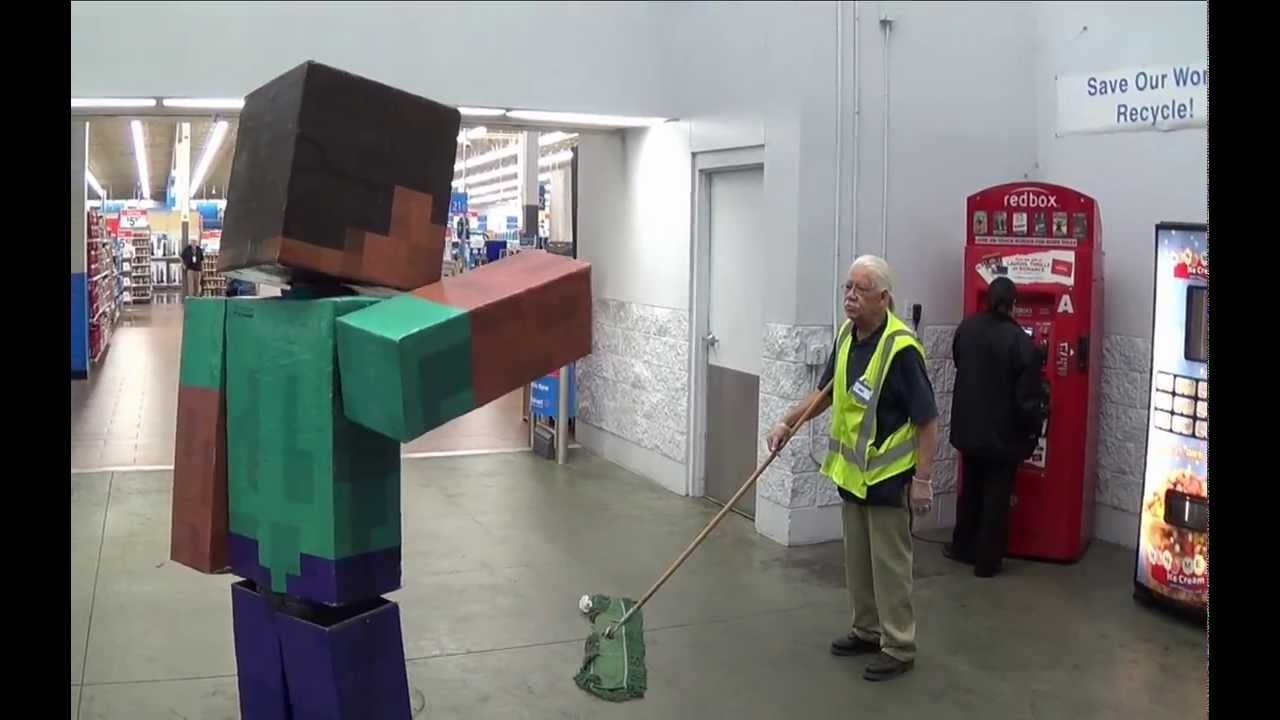 Real Life Minecraft Steve Visits Walmart - YouTube