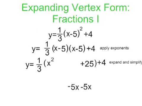 Converting Vertex to Standard Form With Fractions - YouTube