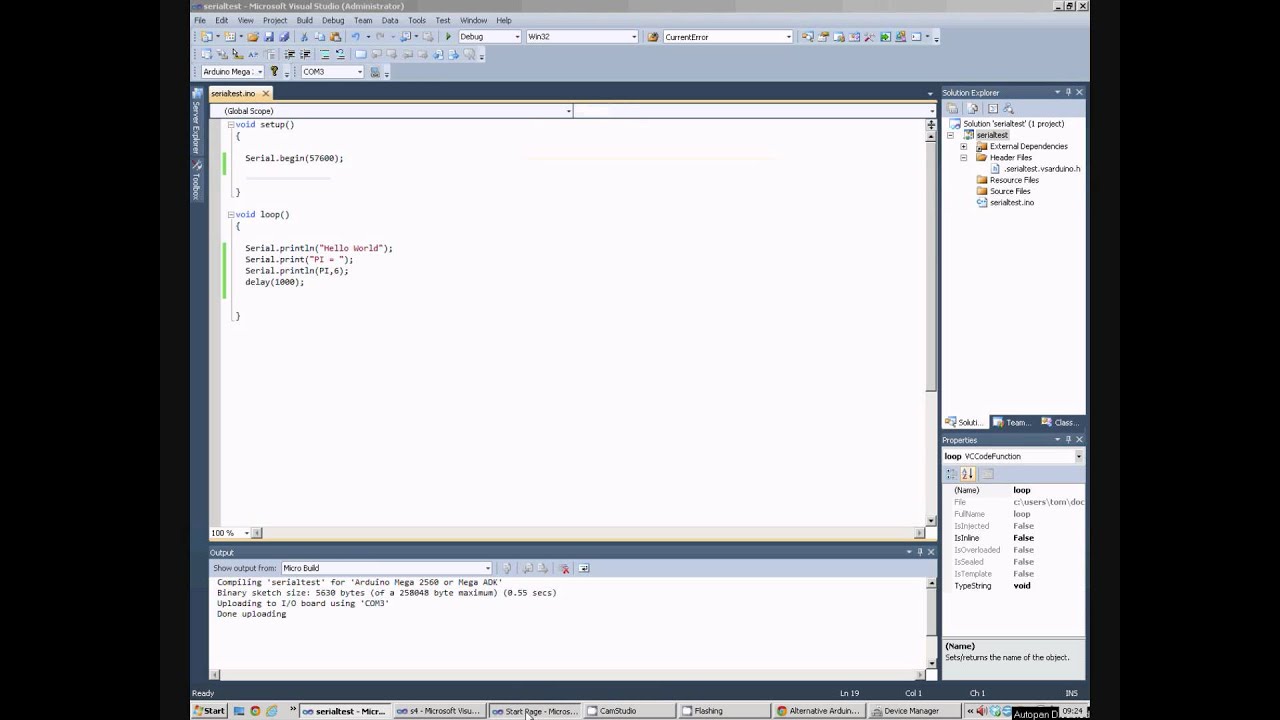 Arduino Programming Tutorial: Visual studio and serial com port ...