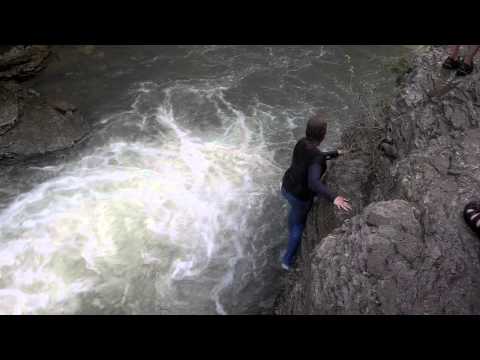 Ellie jumps into Devil's Bathtub