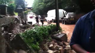 Floods and wall collapse in Arnold, Nottingham