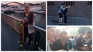 Neues Longboard, Simon und Rewi zusammen auf einem Brett, Manuel fährt zum ersten mal