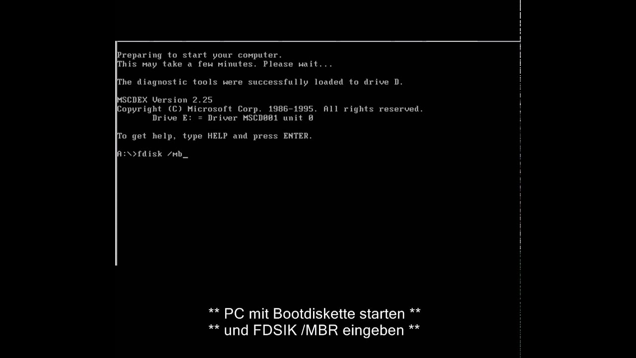 Windows 98 - FDISK /MBR (Diskette) - YouTube