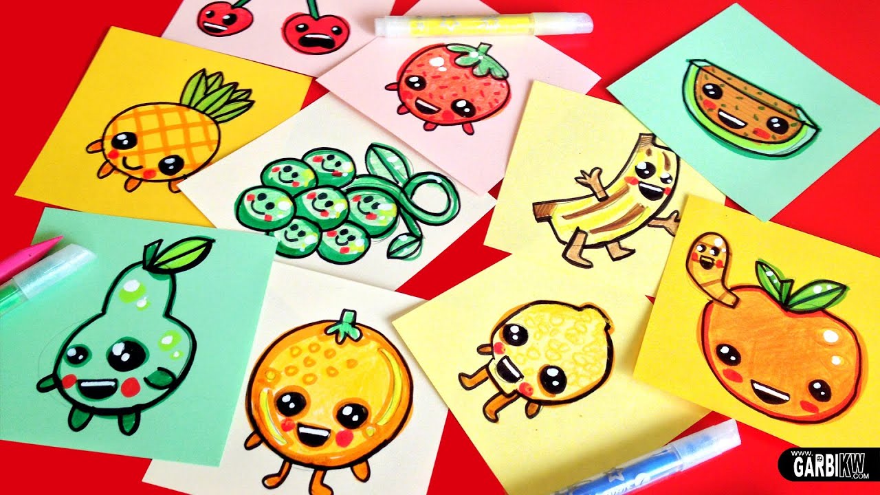 How To Draw Cute Fruits - Easy & Kawaii Drawings by Garbi KW - YouTube