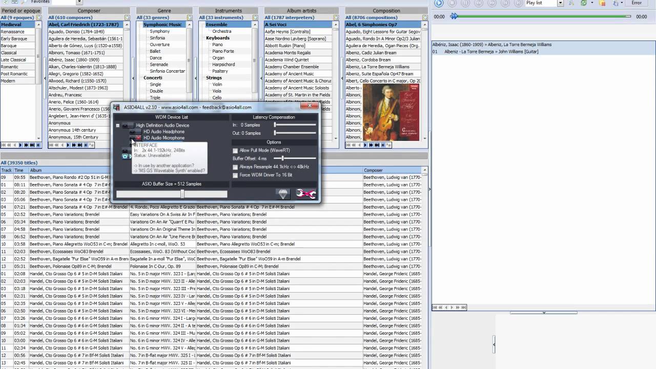 MusiCHI Suite : Setting the player with the ASIO4ALL driver - YouTube