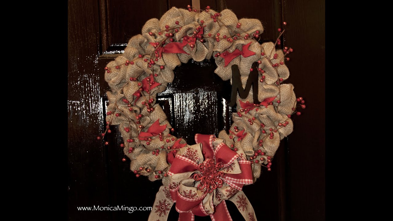 How to Make a Burlap Wreath for Christmas EASY AND INEXPENSIVE! YouTube