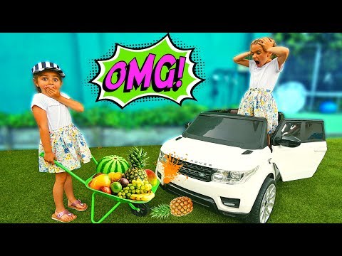 GISELE & CLAUDIA PRETEND PLAY WITH FRUIT COLORS IN GARDEN!! FUNNY VIDEO EDUCATIONAL By LAS RATITAS