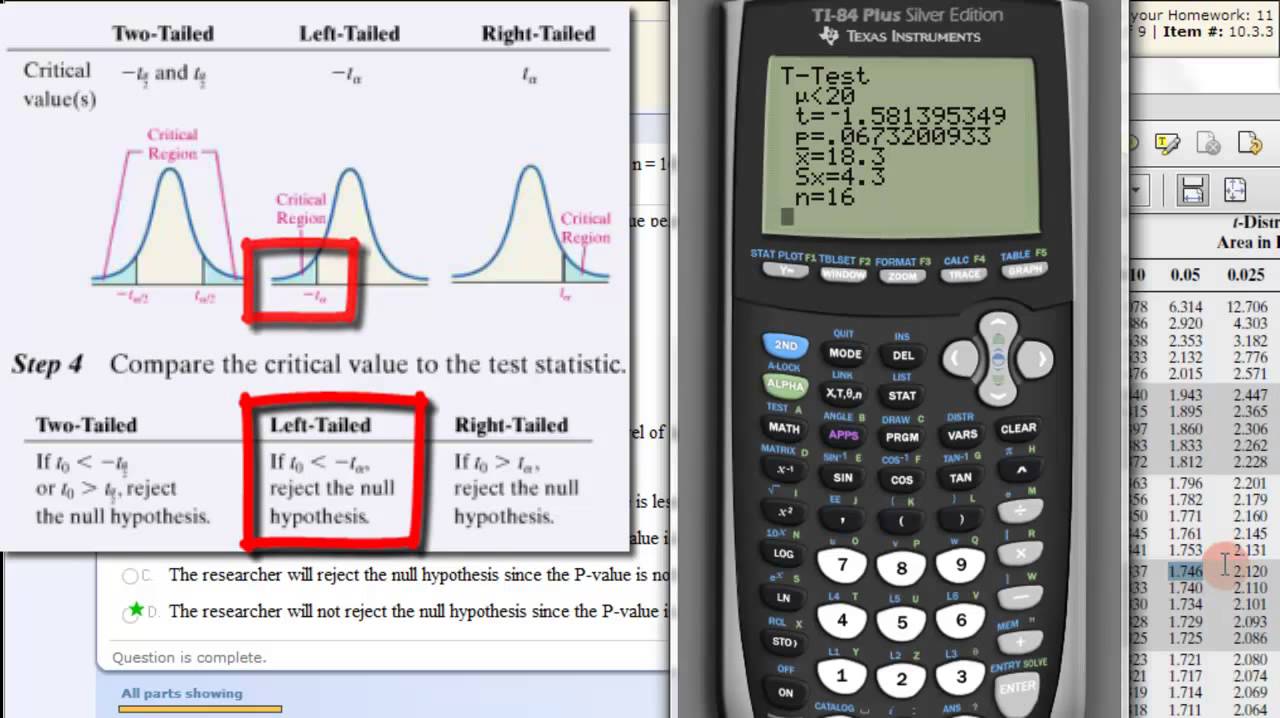 Hypothesis Testing Population Mean TI83 TI84 Calculator YouTube