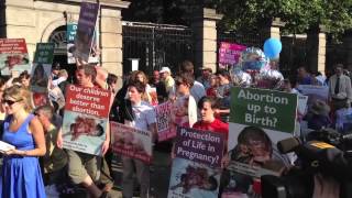 Protestors outside the Dail