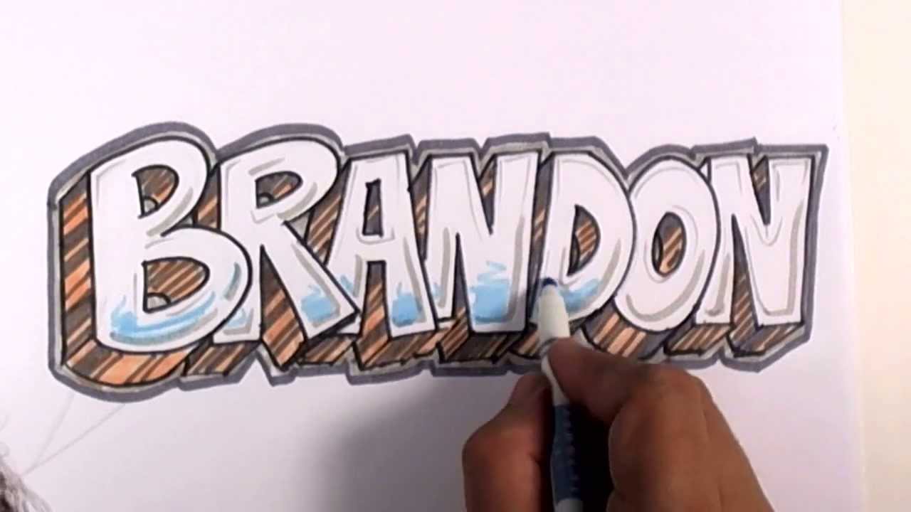 Graffiti Writing Brandon Name Design - #17 in 50 Names Promotion - YouTube