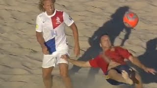 Brilliant beach soccer goal/Que golazo España/Geweldige omhaal