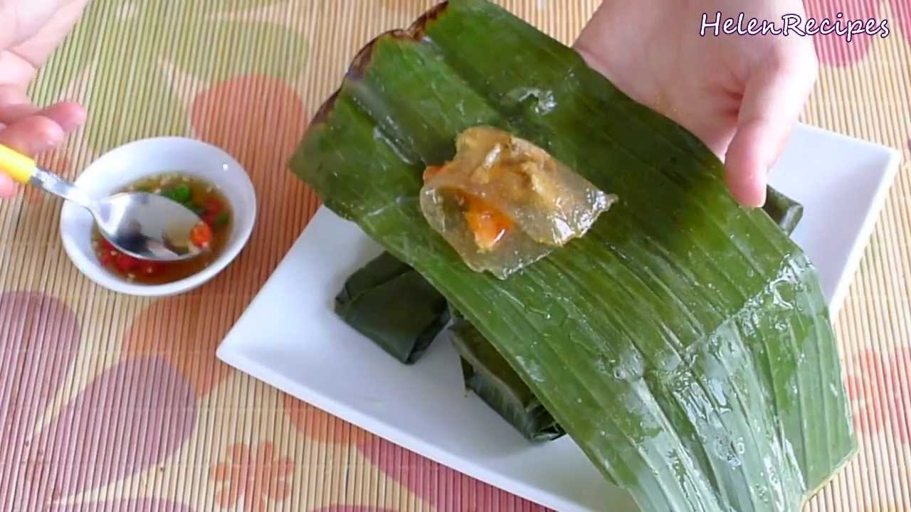 Clear Dumpling Wrapped in Banana Leaf - Banh Bot Loc La - YouTube