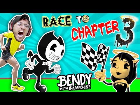 BENDY vs ME Race to Chapter 3 IRL Gaming Play Date Part 2 FGTEEV Bendy The Ink Machine Skit