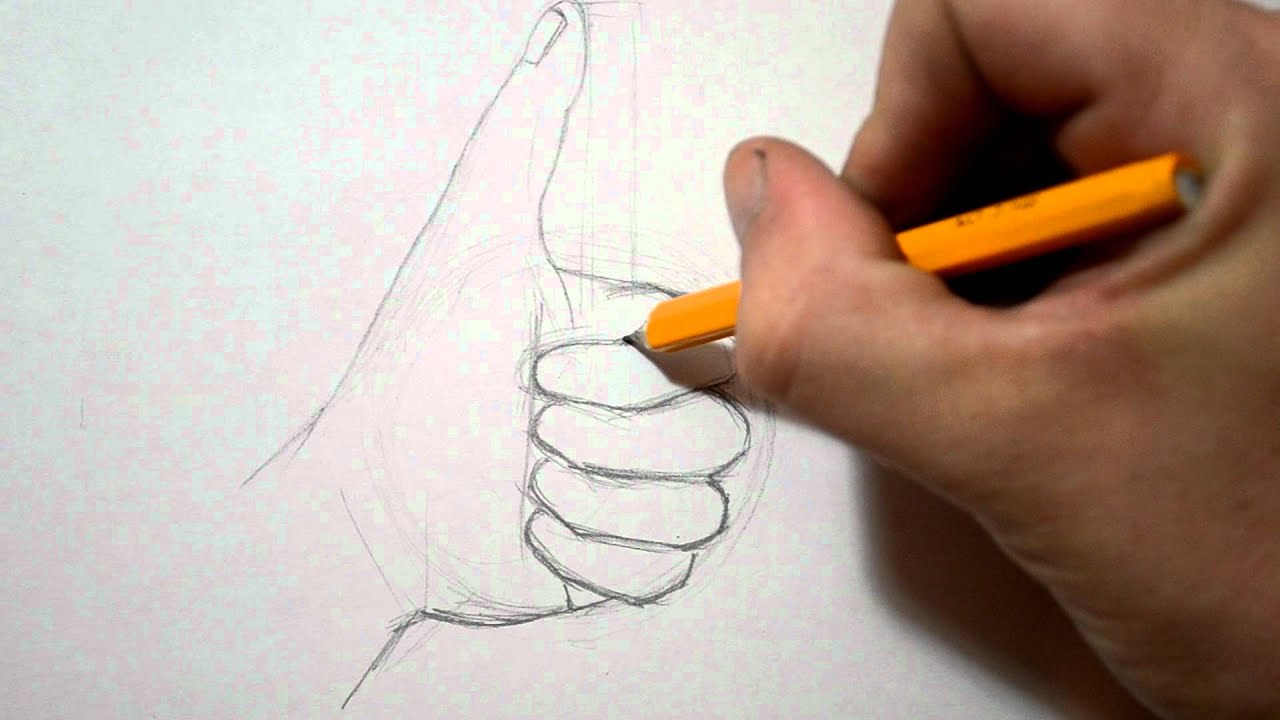 realistic thumbs up drawing