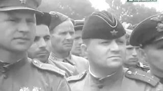 Публичная казнь фашистов на городской площади в Краснодаре , 18 июля 1943 г. Кинохроника