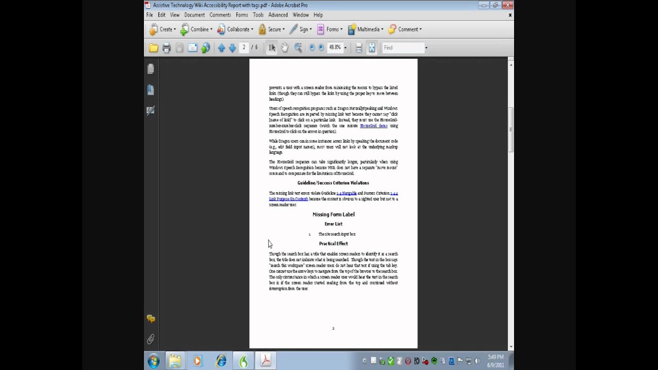 Assistive technology program NVDA screen reader and tagged PDF ...