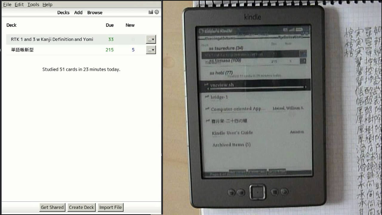 Anki on Kindle using VNC - YouTube