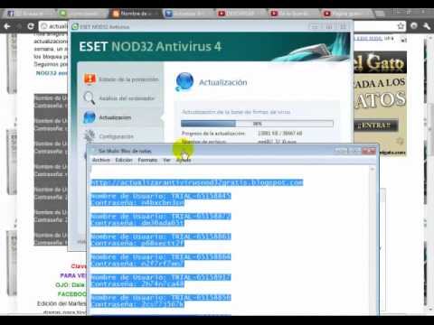 Nombre de usuario y Contraseña para Nod32 Actualizaciones diarias (26