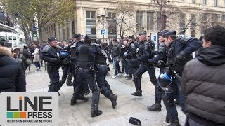 Dieudonné au tribunal. Incidents entre ses partisans et la LDJ / Paris - France 28 novembre 2013