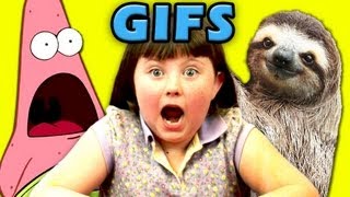 KIDS REACT TO GIFs! (Surprised Patrick, Sloths, Deal With It)