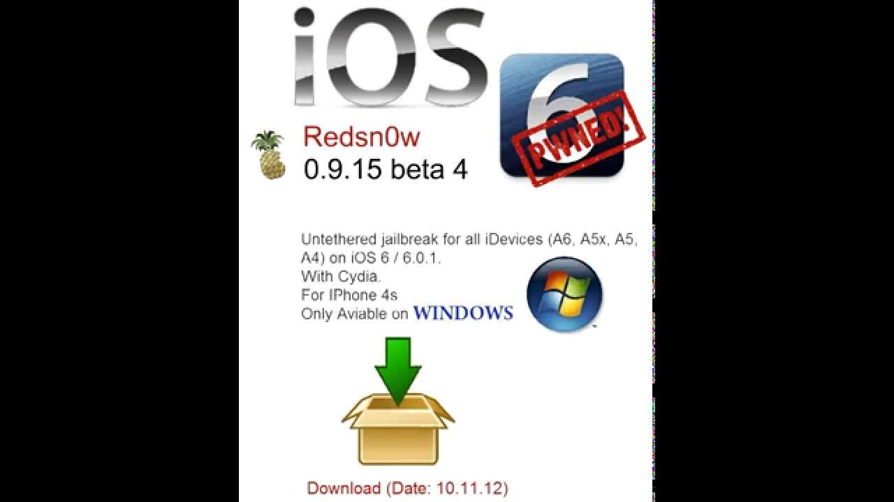 IPhone 4s iOS 6 Jailbreak Redsn0w 0.9.15b4 - YouTube