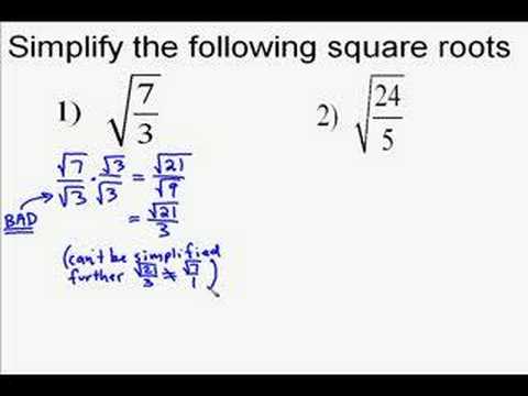 A19.6 Simplifying Square Roots With Fractions - YouTube