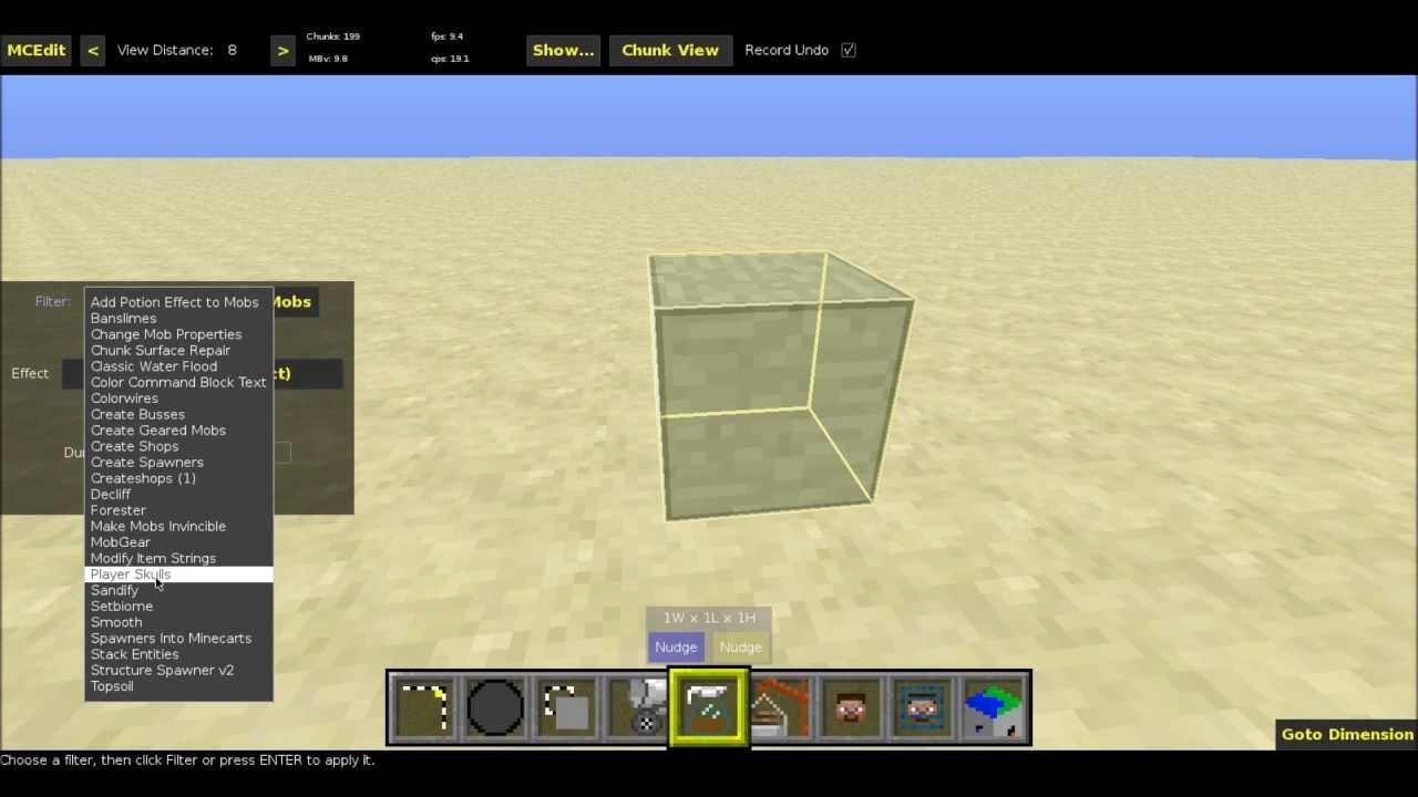 How to use player skulls filter in mcedit - YouTube